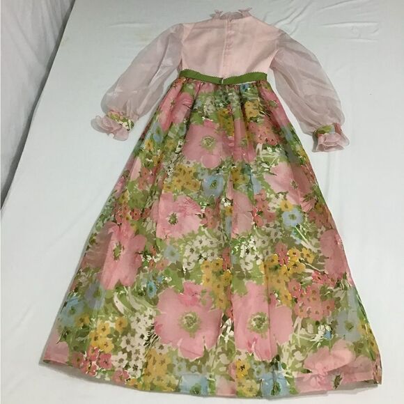 Sylvia Ann Vintage Floral Print Long Sheer Sleeve Maxi Dress Size 6 - Picture 6 of 15